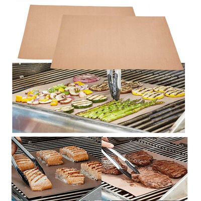 

MyMei 2PCSPack Kitchen Copper Chef Grill&Bake Mats Outdoor BBQ Pad Tool Reusable