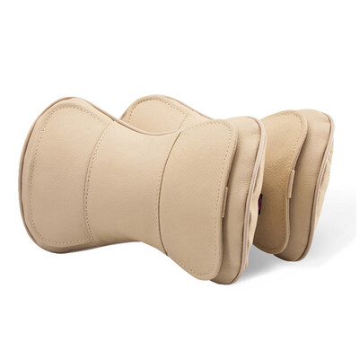 

AOYALE Car leather neck pillow car headrest neck pillow car headrest pillow pillow pillow four seasons universal pair black
