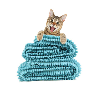 

HANHANLEYUAN pet towel dog bath towel cat absorbent towel bath towel dry towel cat teddy golden hair bath supplies small 50X33cm blue