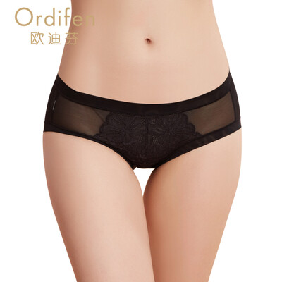 

Ou Difen womens underwear low waist flat pants womens triangle underwear XP7506 black