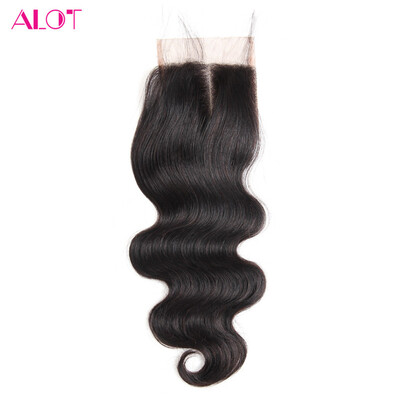 

Alot Indian Body Wave Virgin Hair 100% Lace Closure 4*4 Human Hair 3 Parts 1Pcs Lace Closure Natural Color