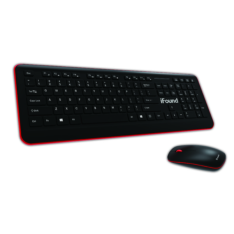 

Founder iFound W6201 wireless mouse&keyboard set film keyboard wireless chocolate mouse&keyboard set computer keyboard desktop black&red