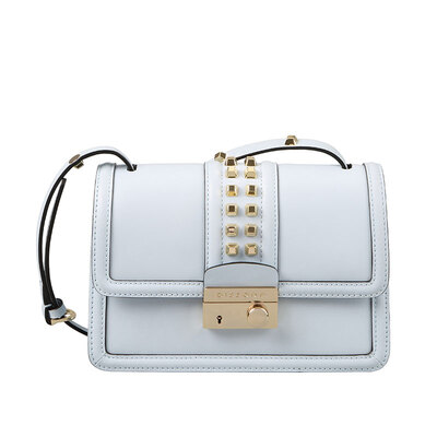 

DISSONA rivet small square bag wild leather crossbody shoulder bag 8161AD4305N04 powder blue