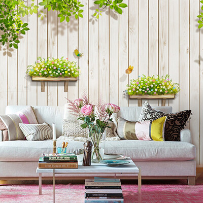 

Custom 3D Photo Wallpaper Modern Wood Board Green Grass Mural Balcony Living Room Sofa Backdrop Wall Home Decor Papel De Parede