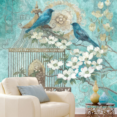 

Custom photo wallpaper bird cage painted large mural American living room TV background wallpaper bedroom wallpaper mural