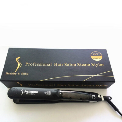 

Professional Argan Oil Vapor System Tourmaline Ceramic Hair Straightener SPA Steam Hair Iron Fast Hair Straightening Iron