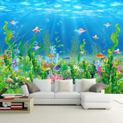 

Cartoon Seabed Fish Seaweed Wall Mural Custom Kids Wallpaper For Walls Children's Bedroom Wall Paper Home Decoration TV Backdrop