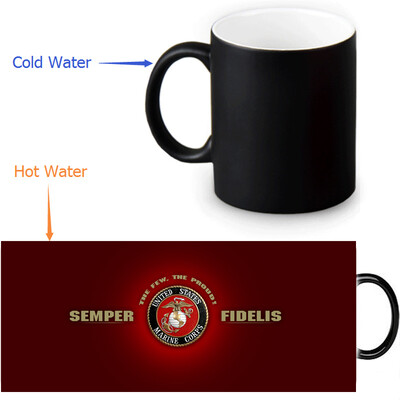 

USMC 350ml12oz Heat Reveal Mug Color Change Coffee Cup Sensitive Morphing Mugs Magic Mug Milk Tea Cups