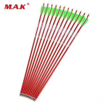 

12pcs / lot 30Inches Archery Arrow Алюминиевая стрела позвоночника 300 с прыгающими точками Красные стрелки для 30-80 фунтов Составной лук или длинный лук