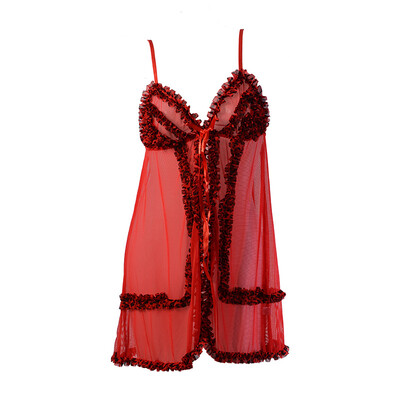 

Sexy Dressing Gown Perspective Nightdress with T Pan