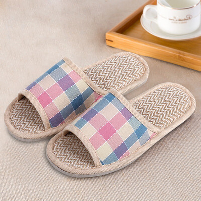 

[Jingdong supermarket] lover home linen slippers fashion plaid floor dragged red grid 37/38 LJ815012