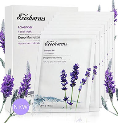 

Ecocharms 8 Sheets Hydrating Acne Face MaskWarm Face Spa - 100 Hyaluronic AcidSuper Hydrating&Pure Lavender OilAnti-acne Org