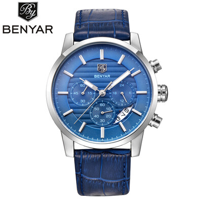 

Мужские часы BENYAR Watch Top Brand Luxury Quartz Watch Мужские спортивные моды Аналоговые кожаные ремешки Мужские наручные часы Н