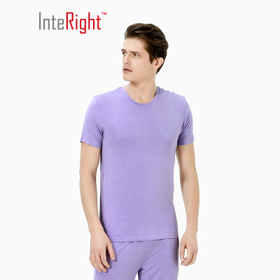 

INTERIGHT bottoming shirt mens mint antibacterial round neck short sleeve bottoming shirt lavender L