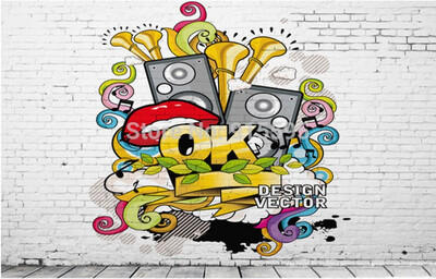 

Пользовательские обои Mural 3D Красочные граффити ретро Современный стиль Mural Детская комната Гостиная KTV Спальня Фон Обои