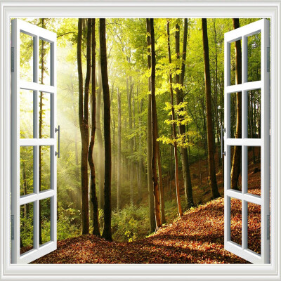 

Custom Mural Wallpaper 3D Window Sunshine Forest Natural Scenery Living Room Bedroom Home Decor Wallpaper Papel De Parede 3D