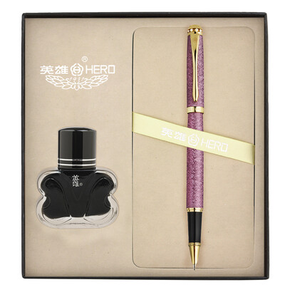 

Hero HERO 1520 pink velvet colorful thin pointed gold pen signature pen men&women office gift ink gift box set