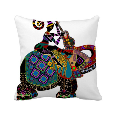 

Elephant Trekking China Minority Dressing Totem Square Throw Pillow Insert Cushion Cover Home Sofa Decor Gift