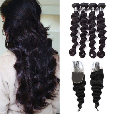 

Amazing Star Loose Wave Malaysian Virgin Hair with Closure Loose Wave Bundles with Closure Human Hair with Closure Can Be Dyed