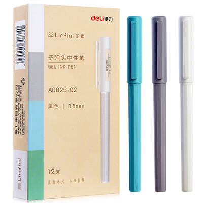 

Deli deli music 05mm black gel pen bullet water-based pen 12 box A002B-02