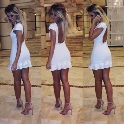 

Lovaru ™summer style 2015 new women dress nightclub beaded sexy back dresses pure color fashion style