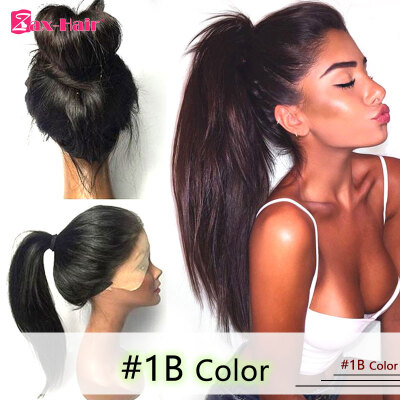 

Silky Straight Full Lace Human Hair Wigs For Black Women Ponytail Glueless Full Lace Wig 130 Density Virgin Lace Front Wig