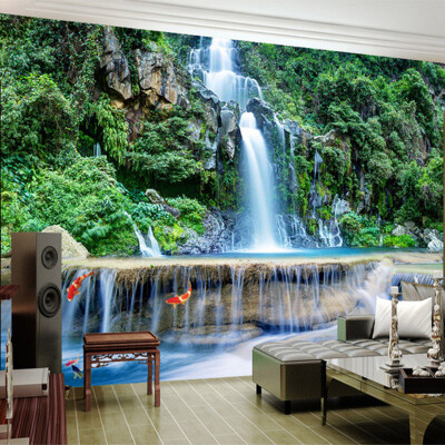 

Customized HD 3D Stereo Chinese Style Waterfall Forest Nature Landscape Mural Wallpaper Living Room Bedroom Classic Decor Murals