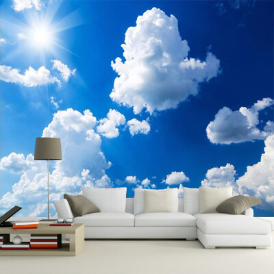 

Пользовательские 3D-обои для фото Blue Sky White Clouds Sunshine Landscape Большие фрески Обои для стен Living Room TV Background Decor