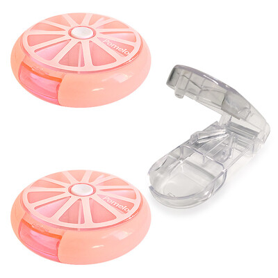 

Love Loves one Rotating Round 7-Piece Drug Storage Box Portable Small Storage Box Set with Pink Pill Box 2 Cut Medicine 1