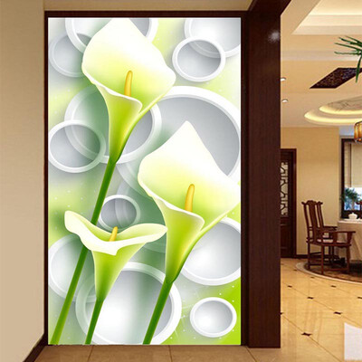 

Custom Any Size Mural Wallpaper 3D Stereo Lily Flower Landscape Wall Painting Wallpaper Living Room Hotel Entrance Backdrop Wall
