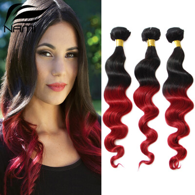 

Nami Hair 3 Bundles T1B/Red Ombre Brazilian Human Hair Loose Wave Weaves Two Tone Color 12"-26" 100% Human Hair Extension