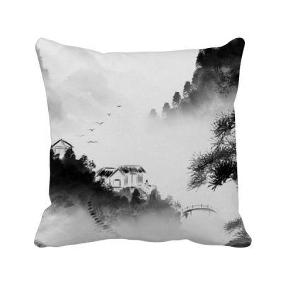 

Wash Firewood Mountain Chinese Watercolor Polyester Toss Throw Pillow Square Cushion Gift