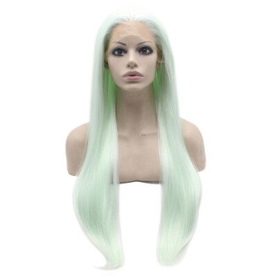 

Long Light Blue Lace Front Cosplay Party Straight Lace Front Wig Synthetic