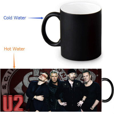 

U2 Rock Band 350ml / 12oz Heat Reveal Mug Color Change Чашка кофе Чувствительные морфинг-кружки Волшебная чашка для чайных чашек