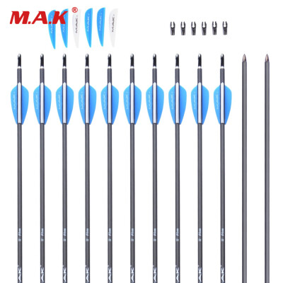 

12 PC MAK 31 inches Spine 1000 Carbon Arrows With OD 60mm for Archery Practice Hunting