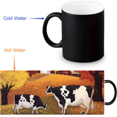 

Cow 350ml12oz Heat Reveal Mug Color Change Coffee Cup Sensitive Morphing Mugs Magic Mug Milk Tea Cups