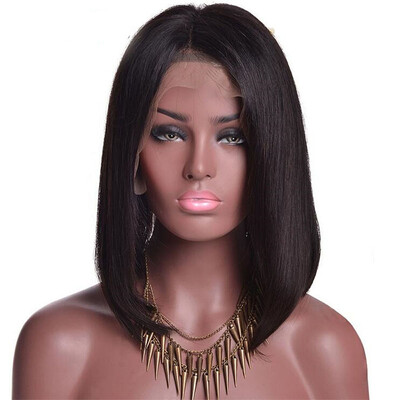

Real Lace Front Human Hair Wigs 130 Density Bob Wig Straight Brazilian Short Human Hair Wigs Natural Black Remy Wigs Ship Free