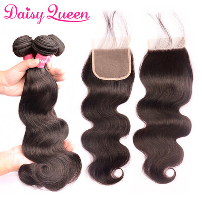 

8A Grade 3 Bundles Malaysian Virgin Hair With Closure Malaysian Body Wave With Closure Cheap Human Hair Weave With Lace Closures