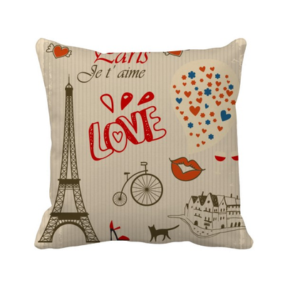 

Love Paris France Eiffel Tower Square Throw Pillow Insert Cushion Cover Home Sofa Decor Gift