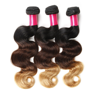 

8A Ombre Hair Extensions 1b427 Blonde Ombre Virgin Human Hair 3Pcs 100gpcs Three Tone Body Wave Hair Weave Brazilian Hair