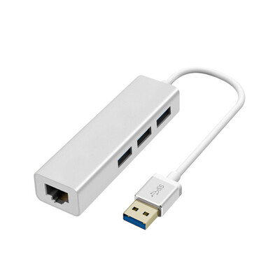 

Branch USB to RJ45 Cable Interface 3 Port USB30 Gigabit Cable Adapter Apple Mac Millet Box Laptop Network Port Converter LK-UN001 Zinc Aluminum Alloy Silver