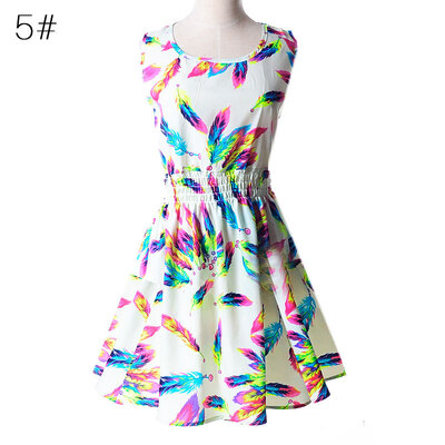 

women Dress Floral sleeveless chiffon tank dress L03