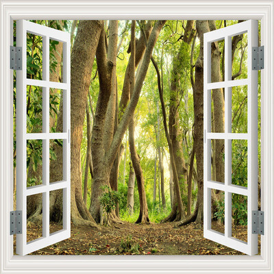 

Custom Mural Wallpaper Nature Scenery Window Landscape Forest Photo Wall Paper Living Room Sofa Background Decorative Painting