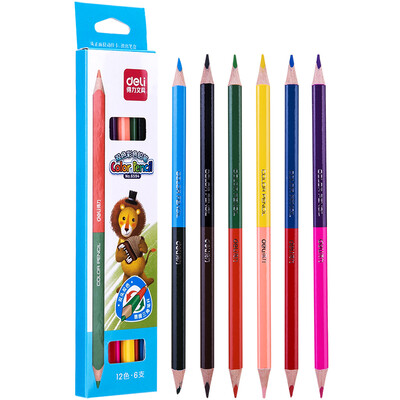 

Deli deli double head 12 color pencil color pen color lead 6 carton 6594