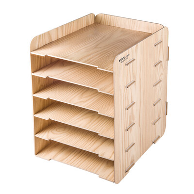 

Jinlongxing Glosen DIY desktop storage box file box multi-layer file rack information finishing file tray office desk wooden stationery basket D9120 wood color