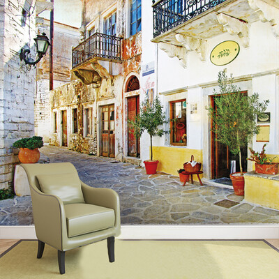 

Custom 3D Photo Mural Wallpaper European Building Town Road With Flower Pots Wall Paper For Living Room Bedroom TV Sofa Backdrop