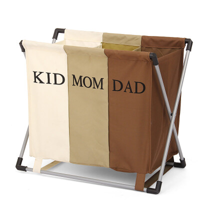 

ORZ Folding Laundry Basket 3 Divide Grid Oxford Hamper Washing Clothes Socks Bathroom Storage Bag