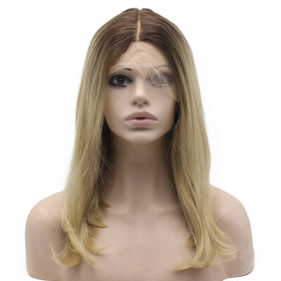 

Should Length Dark Root Blonde Lace Front Wig Synthetic