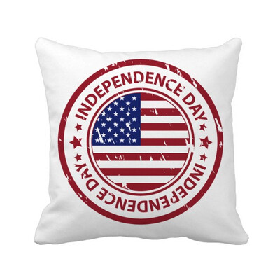 

USA Independence Day Flag Red Postmark Square Throw Pillow Insert Cushion Cover Home Sofa Decor Gift