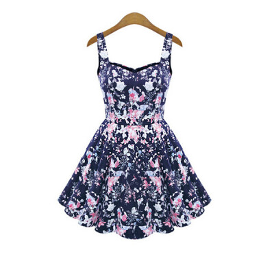 

Lovaru ™2015 NEW FASHION cute ball gown print spaghetti strap high quality sexy above knee mini women's sexy club dresses